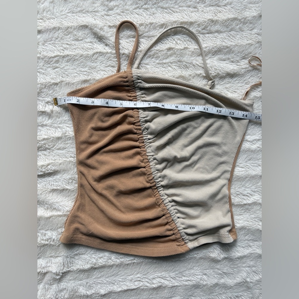 Anthropologie Dolan Two Toned Camisole Size Small Asymmetric Ruched Halter Top - Picture 5 of 9
